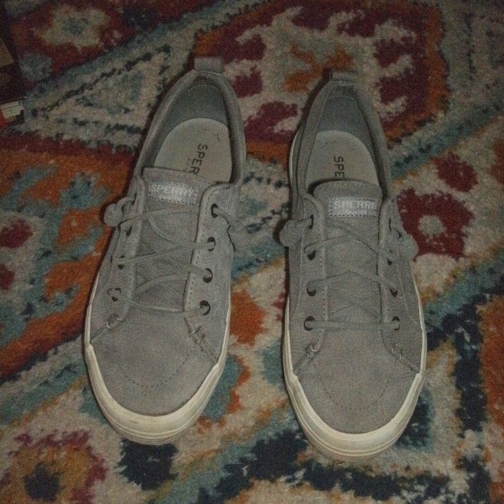 Sperry Crest Vibe Platform Leather Shoes Sneakers Gray STS85961 women size 8